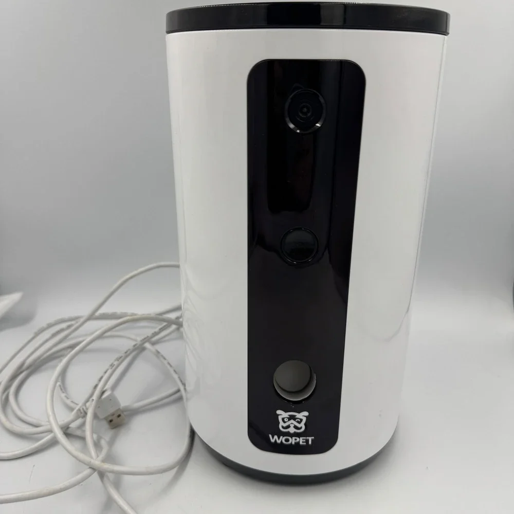 White & Black Smart Pet Feeder with Camera